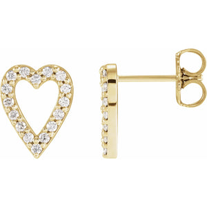 14 Karat Yellow Gold Natural Diamond Heart Earrings