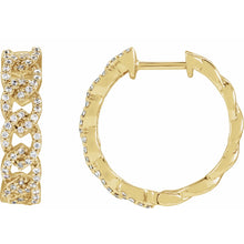 Load image into Gallery viewer, 14 Karat Yellow Gold Lab-Grown Diamond Chain Link Hoop Earrings
