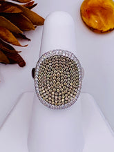 Load image into Gallery viewer, 18 Karat White Gold Cognac and White Diamond Concave Ring
