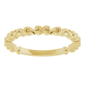 14 Karat Yellow Gold Scroll Pattern Band