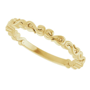 14 Karat Yellow Gold Scroll Pattern Band