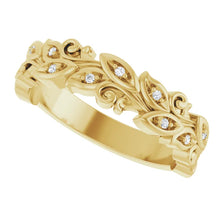 Load image into Gallery viewer, 14 Karat Yellow Gold Natural Diamond Floral Band
