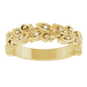 14 Karat Yellow Gold Natural Diamond Floral Band