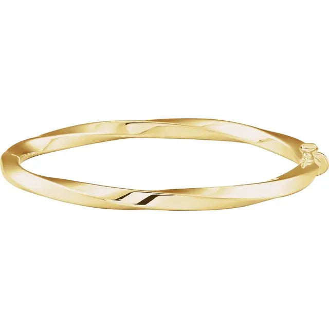 14 Karat Yellow Gold Hinged Twisted 7 Inch Bangle Bracelet – London ...