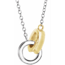Load image into Gallery viewer, 14 Karat White and Yellow Gold Interlocking Circle Necklace

