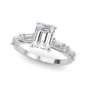 14 Karat White Gold Custom-Created 2.00 Carat Emerald Cut Lab Grown Diamond Engagement Ring