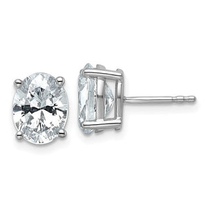 14 Karat White Gold 2.00 Carat Total Weight Oval Lab-Grown Diamond Stud Earrings