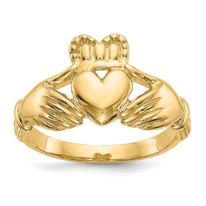 14 Karat Yellow Gold Men's Claddagh Ring