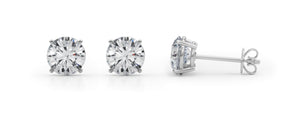 14 Karat White Gold 2.00 Carat Round Lab-Grown Diamond Stud Earrings