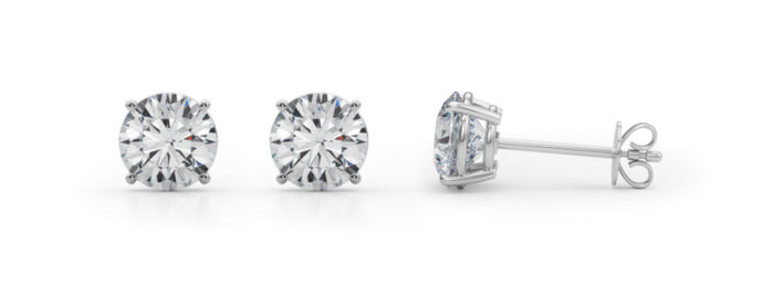 14 Karat White Gold 2.00 Carat Round Lab-Grown Diamond Stud Earrings