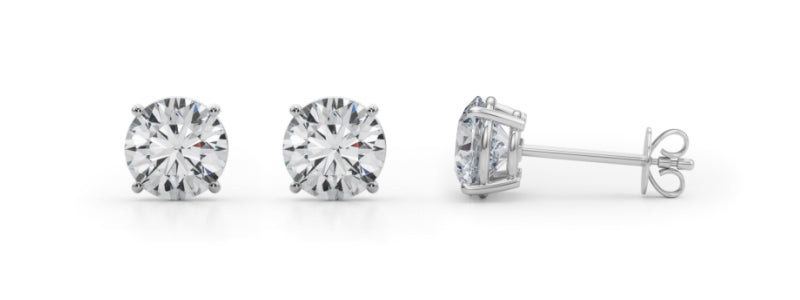 14 Karat White Gold 2.00 Carat Round Lab-Grown Diamond Stud Earrings
