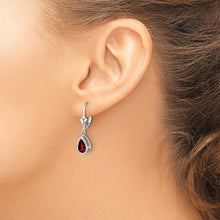 Load image into Gallery viewer, 14 Karat White Gold 8 MM x 5 MM Pear Shaped Garnet Leverback Earrings
