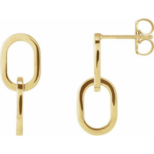 14 Karat Yellow Gold Interlocking Oval Earrings