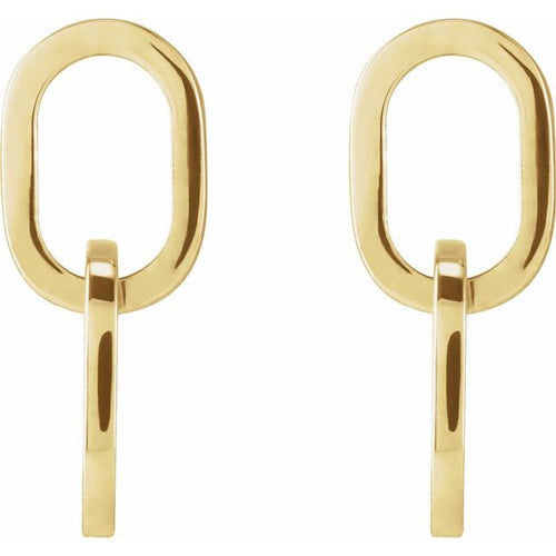 14 Karat Yellow Gold Interlocking Oval Earrings