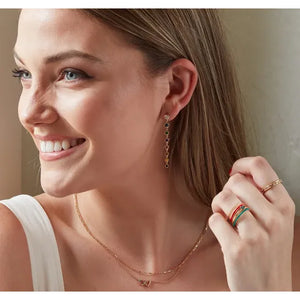 14 Karat Yellow Gold Natural Multi-Gemstone and Natural Diamond Drop Earrings