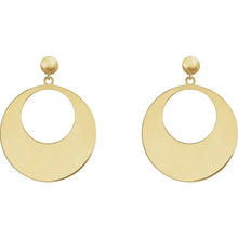 Load image into Gallery viewer, 14 Karat Yellow Gold Circle Dangle Earrings
