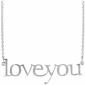 14 Karat White Gold "Love You" Necklace