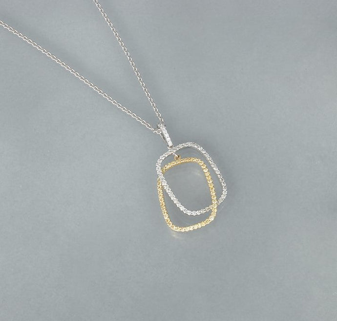 14 Karat Gold  Two-Tone Yellow and White Diamond Necklace
