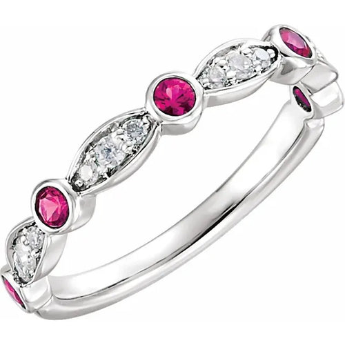 14 Karat White Gold Ruby and Diamond Ring