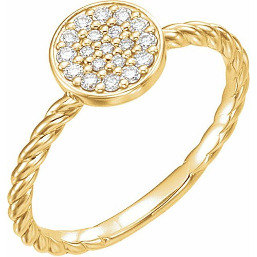 14 Karat Yellow Gold Diamond Cluster Rope Ring