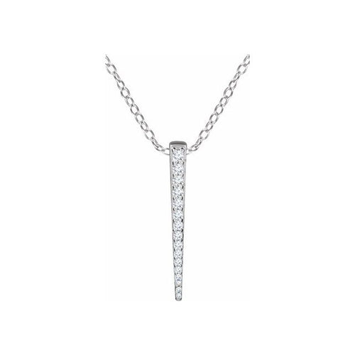 14 Karat White Gold Diamond Bar Necklace