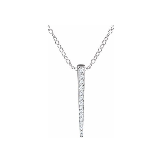 14 Karat White Gold Diamond Bar Necklace
