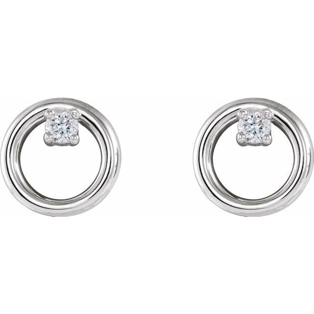 14 Karat White Gold Diamond Circle Earrings