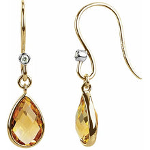 Load image into Gallery viewer, 14 Karat Yellow Gold Citrine and Diamond Earrings
