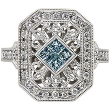 Load image into Gallery viewer, 14 Karat White Gold Blue and White Diamond Ring
