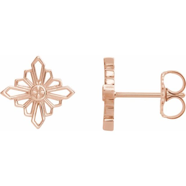 14 Karat Rose Gold Vintage-Inspired Geometric Earrings