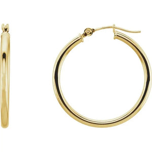 14 Karat Yellow Gold Tube Hoop Earrings