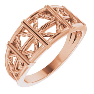 14 Karat Rose Gold Lattice Stackable Ring