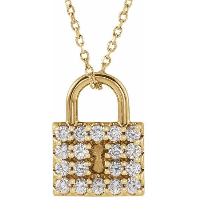 Diamond Lock Necklace Yellow Gold