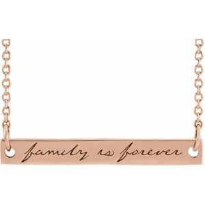14 Karat Rose Gold "Family is Forever" Bar Necklace