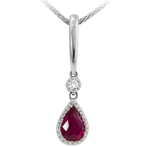 14 Karat White Gold Ruby and Diamond Necklace