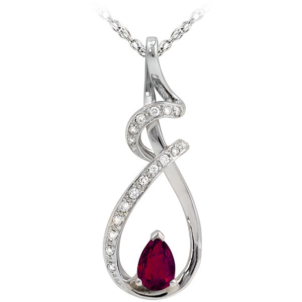 14 Karat White Gold Ruby and Diamond Necklace