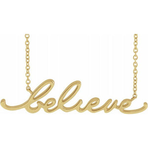 14 Karat Yellow Gold "Believe" Necklace
