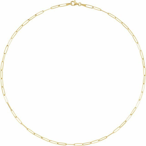 14 Karat Yellow Gold Elongated Link Paper-Clip Necklace