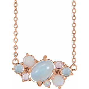 14 Karat Rose Gold Multi-Gemstone Necklace