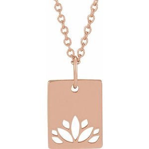 14 Karat Rose Gold Lotus Flower Necklace