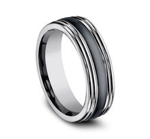 Load image into Gallery viewer, Men&#39;s Tungsten and Black Ceramic Inlay 7 MM Wedding Band
