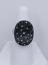 Load image into Gallery viewer, 18 Karat White Gold Black and White Diamond Concave Ring
