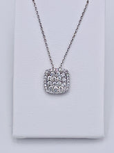 Load image into Gallery viewer, 14 Karat White Gold Cushion Shape Multi-Diamond Necklace
