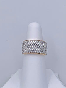 18 Karat White Gold and Rose Gold Diamond Pave' Band