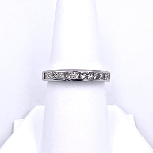 14 Karat White Gold Princess Cut Diamond Channel Set Band