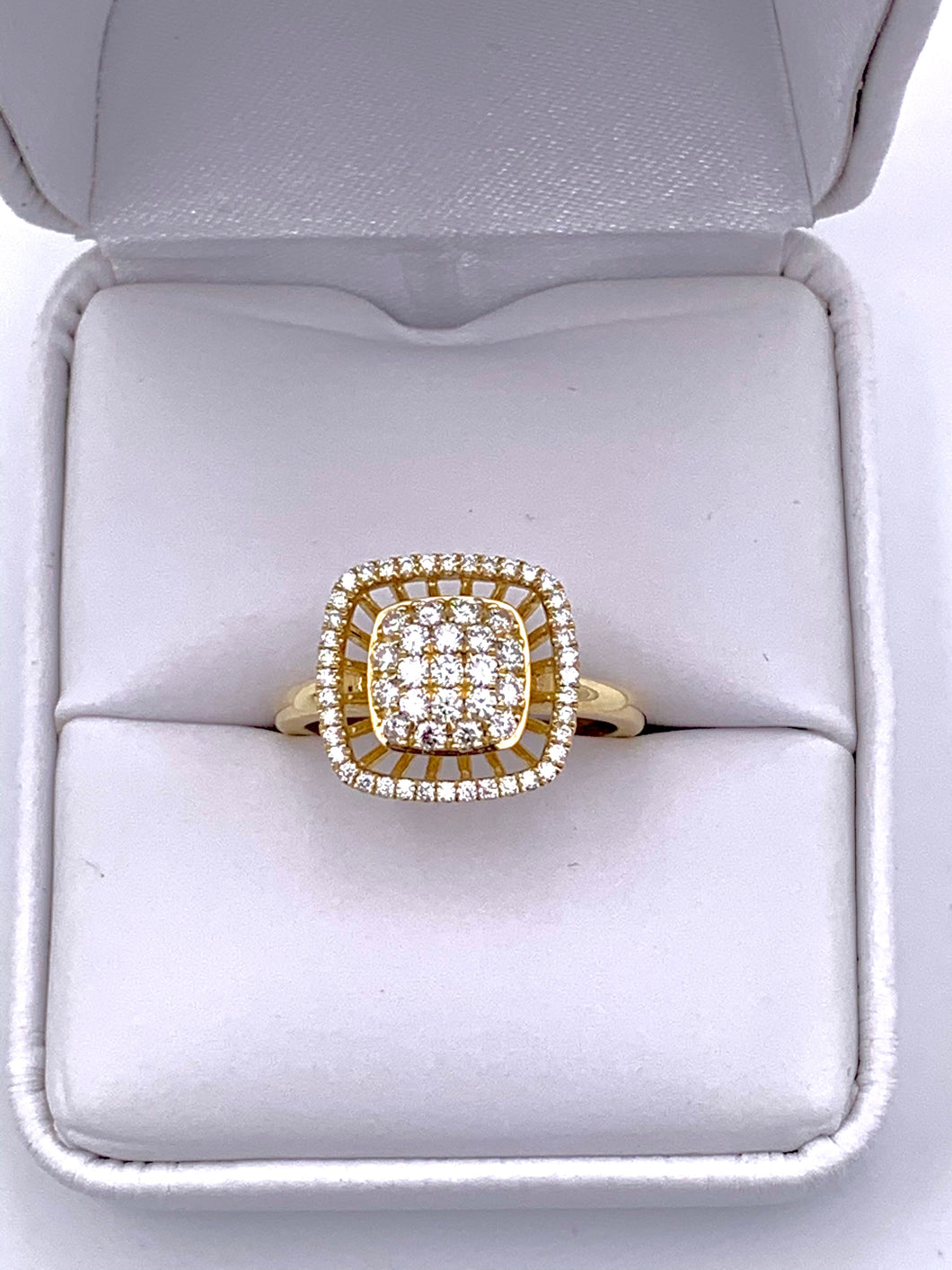 14 Karat Yellow Gold Ladies Geometric Diamond Fashion Ring