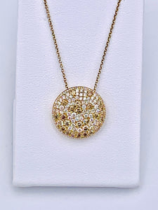 18 Karat Yellow Gold Cognac and White Diamond Pave’ Style Necklace