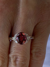 Load image into Gallery viewer, 14 Karat White Gold Cabochon Pink Tourmaline and Diamond Ring
