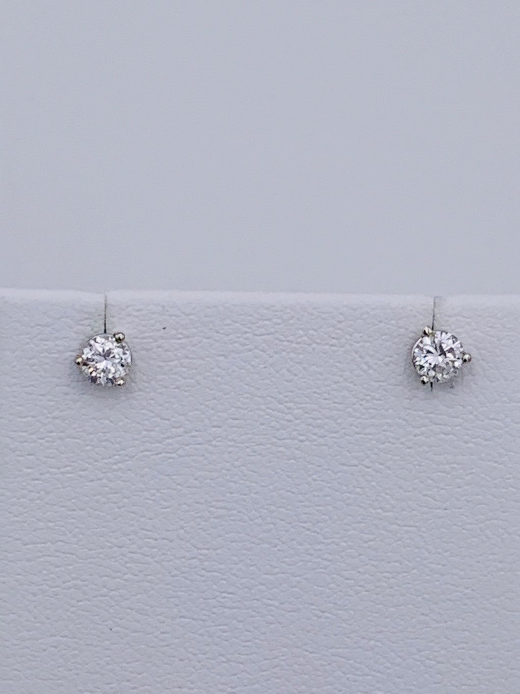 14 Karat White Martini-Style Round Brilliant Diamond Stud Earrings