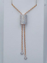 Load image into Gallery viewer, 14 Karat Rose and White Gold Lariat-Style Diamond Necklace
